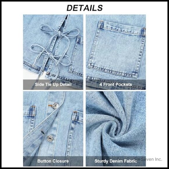 Oversized Denim Jacket Side Tie Bow Detail Boho Chic Boyfriend Fit - Picture 7 of 7